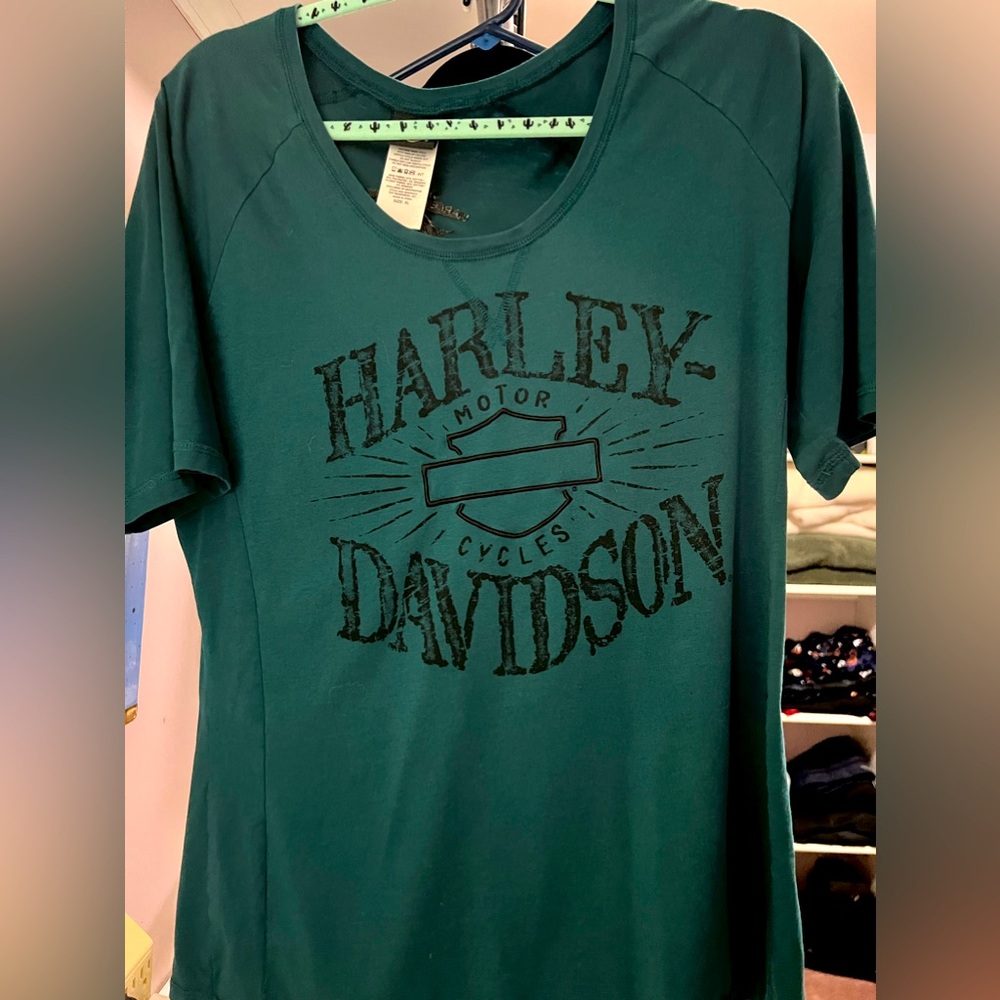 Women’s Harley Davidson 3/4 sleeve teal shirt from Tipton Georgia XL